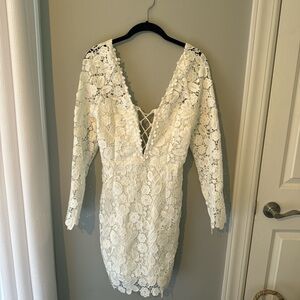 White mini lace dress